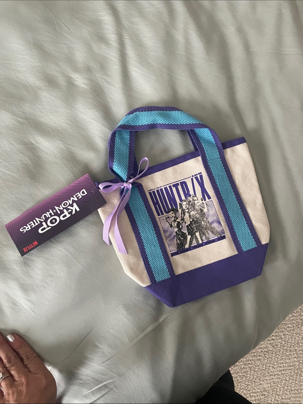 Netflix Canvas Tote in Purple and Turquoise Trim